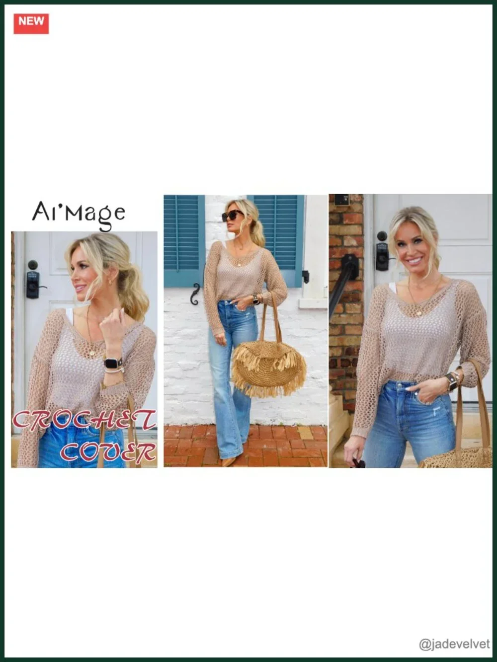 Long Sleeve Crochet Hollow Out Swim Cover Up Beach Tunic Top